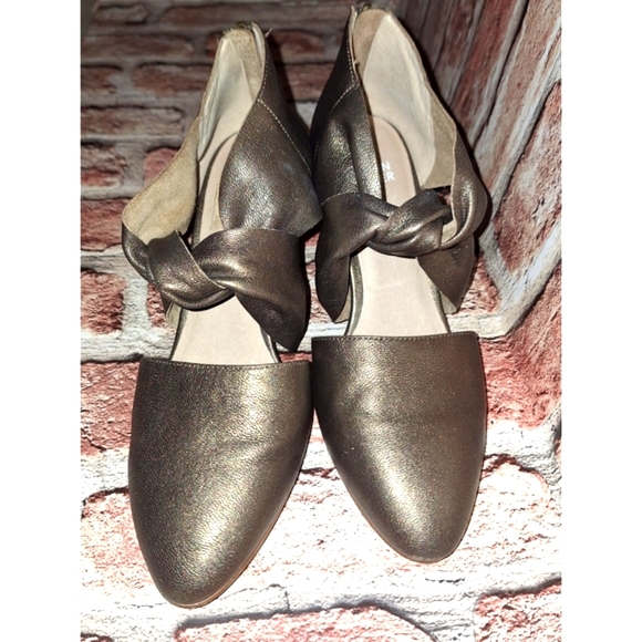 Eileen Fisher 'Mary' Twist Front Metallic Leather Wedge Pump - Bronze - Picture 6 of 16
